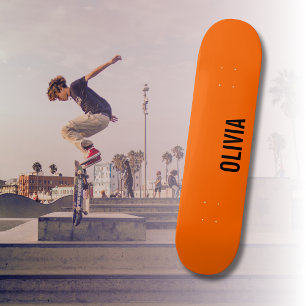 Sunset Orange Modern Namn Minimalistisk Trendig Mini Skateboard Bräda 18,5 Cm