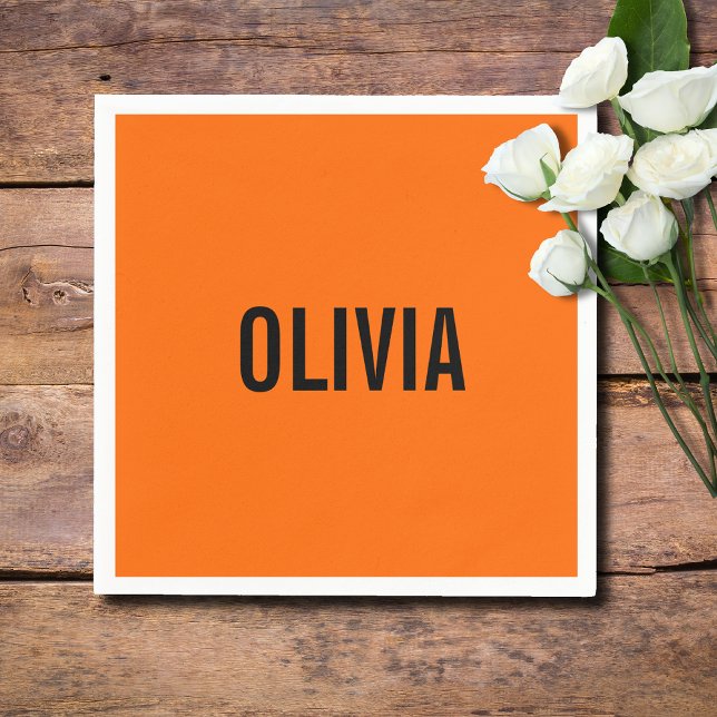 Sunset Orange Modern Namn | Minimalistisk Trendig Pappersservett (Skapare uppladdad)