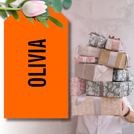 Sunset Orange Modern Namn | Minimalistisk Trendig Presentetikett
