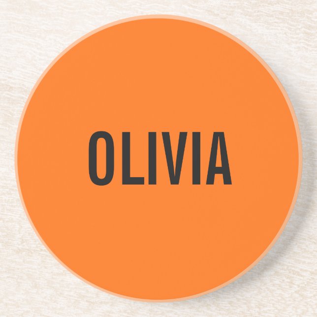 Sunset Orange Modern Namn | Minimalistisk Trendig Underlägg (Framsidan)