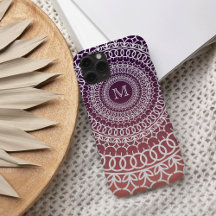 Sunset Orange och Violet Mandala Monogram