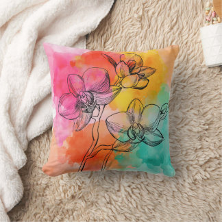 Sunset Orchid Watercolor Dekorativ kudde