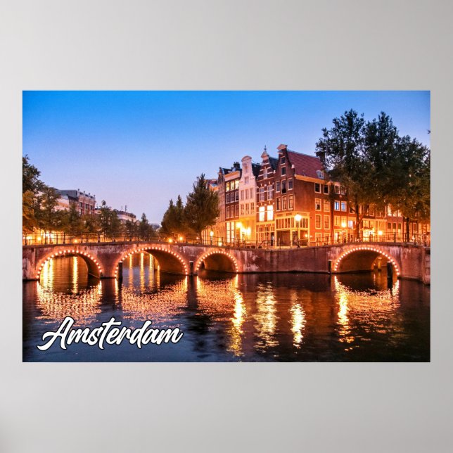 Sunset over Amsterdam, Nederländerna Poster (Framsidan)