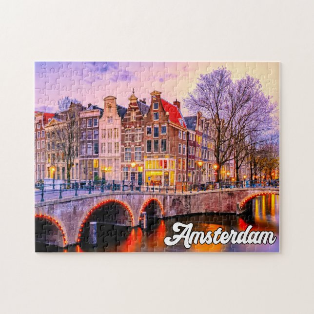 Sunset over Amsterdam, Nederländerna Pussel (Horisontell)