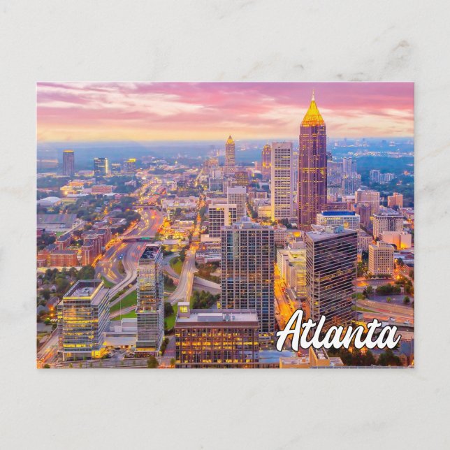 Sunset Over Atlanta, Georgia, United Stater Vykort (Framsida)