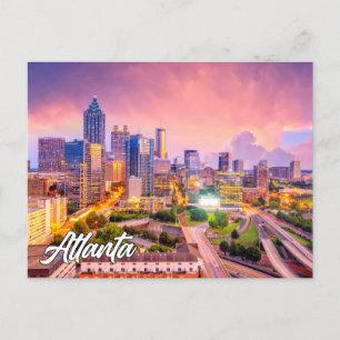 Sunset Over Atlanta, Georgia, United Stater Vykort