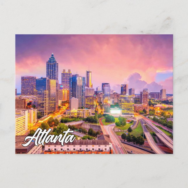 Sunset Over Atlanta, Georgia, United Stater Vykort (Framsida)