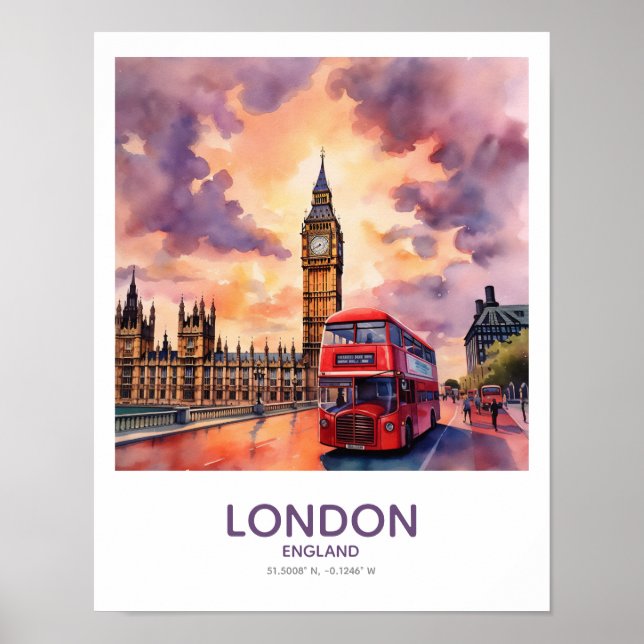 Sunset Over Big Ben - London, England Poster (Framsidan)