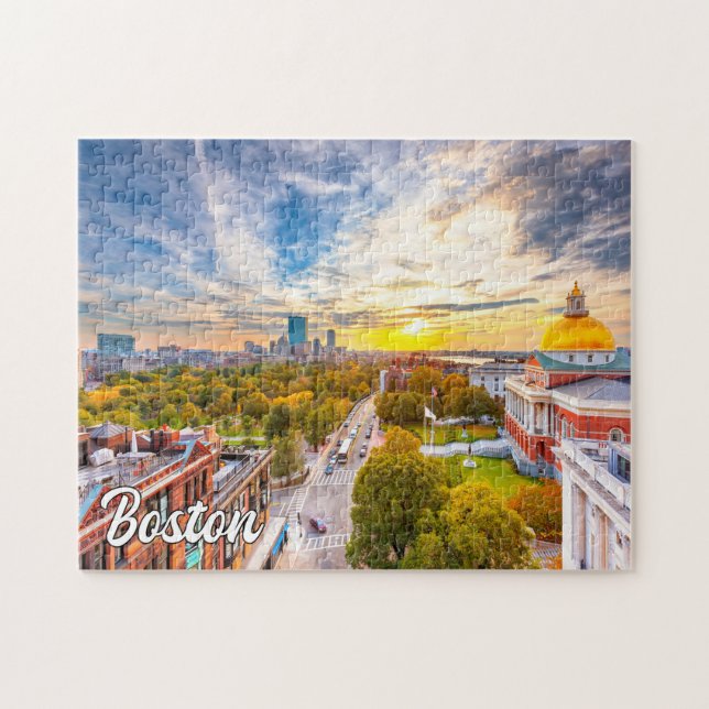 Sunset Over Boston, Massachusetts, USA Pussel (Horisontell)