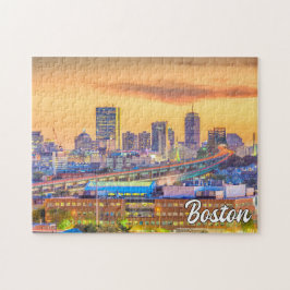 Sunset Over Boston, Massachusetts, USA Pussel