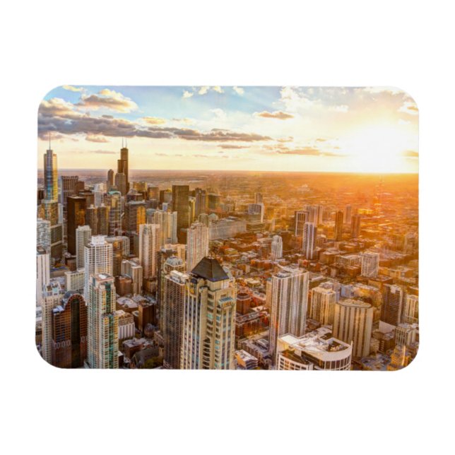Sunset Over Chicago Magnet (Horisontell)