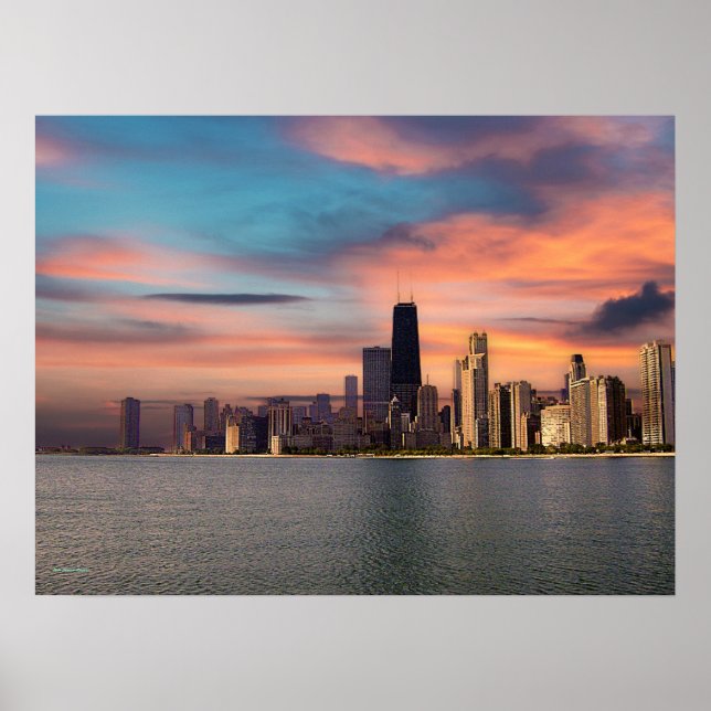 Sunset Over Chicago Poster (Framsidan)