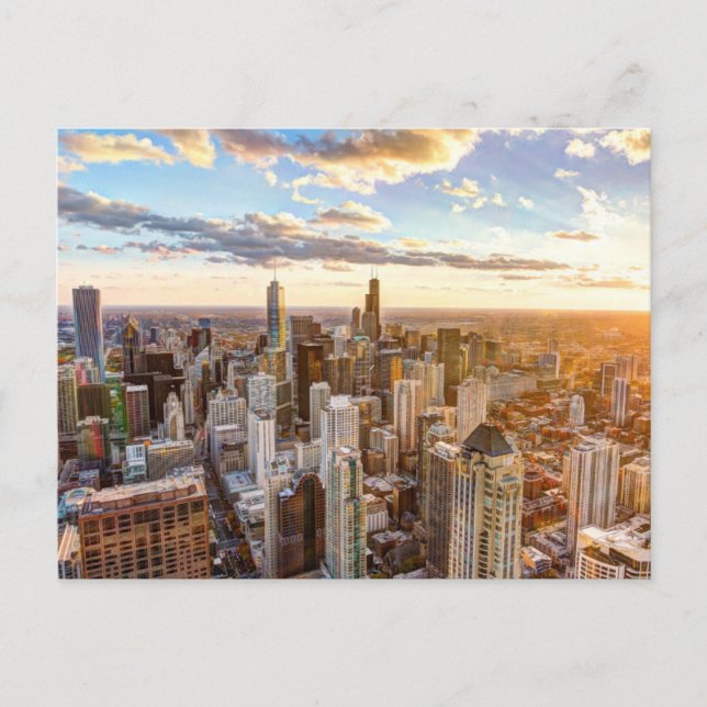 Sunset Over Chicago Vykort (Framsida)