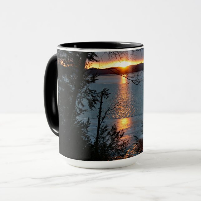 Sunset over Forest Lake Coffee Mug Mugg (Framsida vänster)