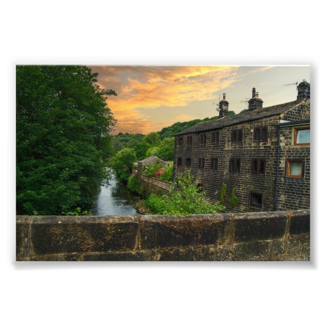 Sunset over Hawksclough Bridge, Mytholmroyd Fototryck (Framsidan)