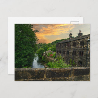 Sunset over Hawksclough Bridge, Mytholmroyd Vykort