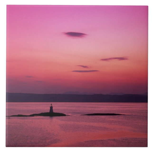 Sunset over Isle of Skye, från Mallaig. Kakelplatta (Framsidan)