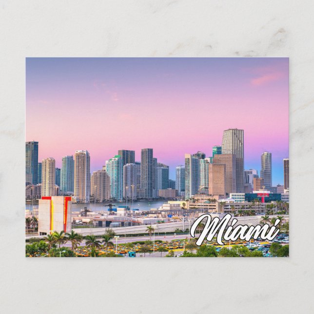 Sunset Over Miami, Florida, United Stater Vykort (Framsida)