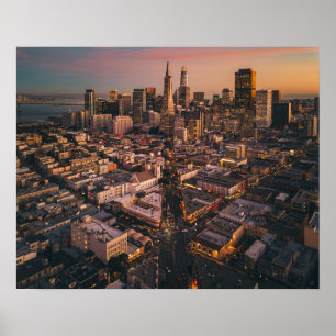 Sunset over San Francisco Financial District Poster