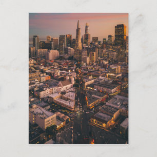 Sunset over San Francisco Financial District Vykort