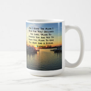 SUNSET ÖVER SJÖ JEREMIAH 29:11 SCRIPTURE KAFFEMUGG
