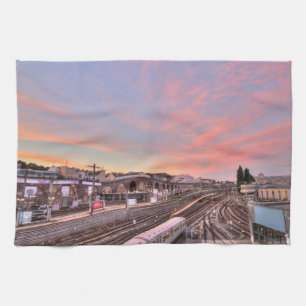 Sunset Over Spittelau, Wien Österrike Kökshandduk