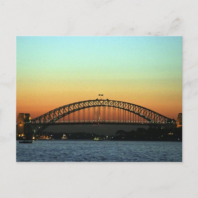 Sunset over Sydney Harbor Bridge, Australien Vykort (Framsida)