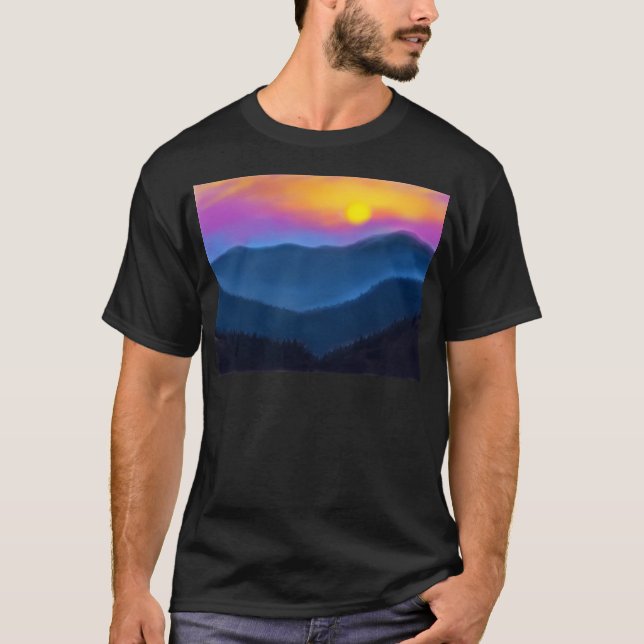 Sunset Over The Smokey Mountains Active T Shirt (Framsida)