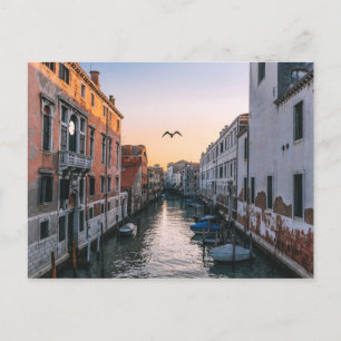 SUNSET ÖVER VENICE CANAL, ITALIEN VYKORT