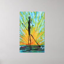 Sunset paddle boarder