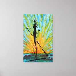 Sunset paddle boarder canvastryck
