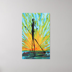 Sunset paddle boarder canvastryck