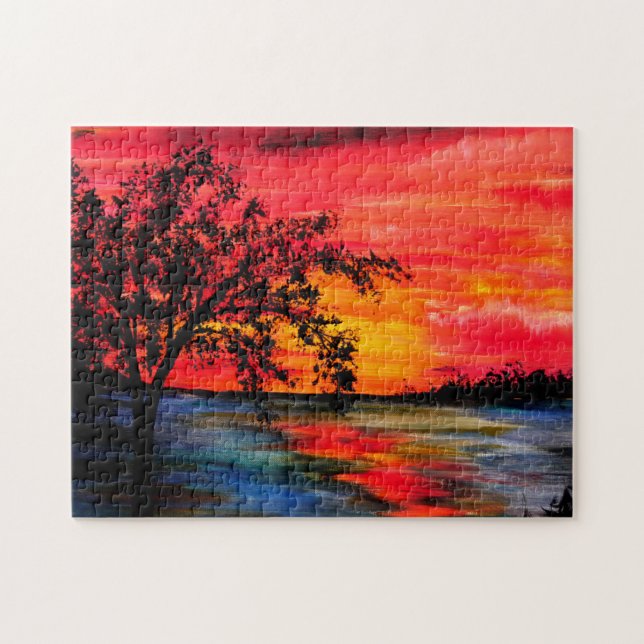 Sunset Painting Jigszawa Leksak Puzzle Pussel (Horisontell)
