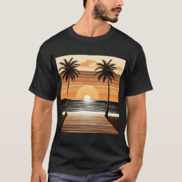 Sunset Palm Beach Tee - Tropical Twilight Design