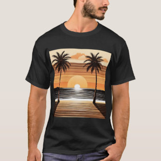Sunset Palm Beach Tee - Tropical Twilight Design