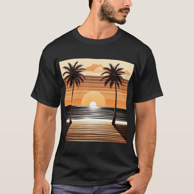Sunset Palm Beach Tee - Tropical Twilight Design (Framsida)