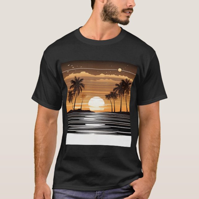 Sunset Palm Beach Tee - Tropical Twilight Design (Framsida)