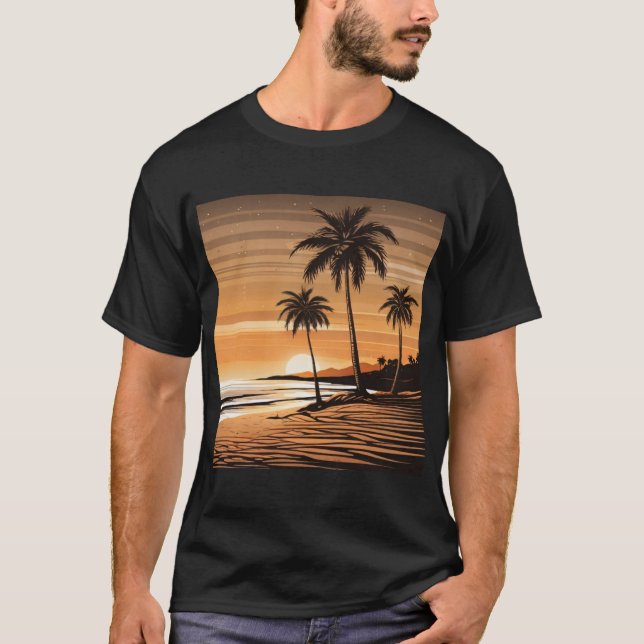 Sunset Palm Beach Tee - Tropical Twilight Design (Framsida)
