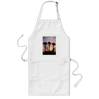 Sunset Palm Trees Beach Tiki Bar BBQ Cooking Apron Långt Förkläde