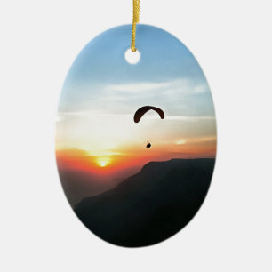 Sunset Paraglide Wanderlust Extreme Sports Art Julgransprydnad Keramik