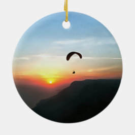 Sunset Paraglide Wanderlust Extreme Sports Art Julgransprydnad Keramik