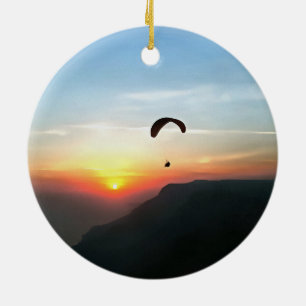Sunset Paraglide Wanderlust Extreme Sports Art Julgransprydnad Keramik
