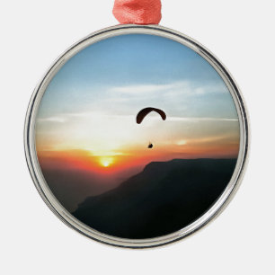 Sunset Paraglide Wanderlust Extreme Sports Art Julgransprydnad Metall