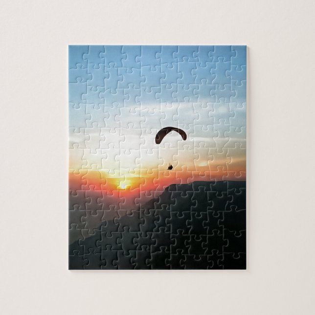 Sunset Paraglide Wanderlust Extreme Sports Art Pussel (Vertikal)