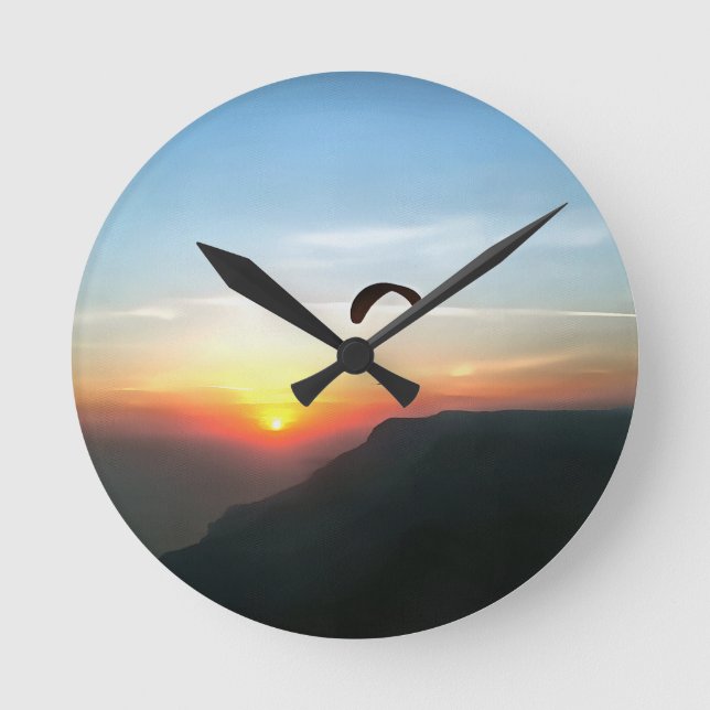 Sunset Paraglide Wanderlust Extreme Sports Art Rund Klocka (Framsida)