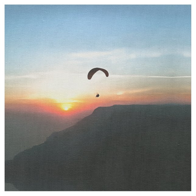 Sunset Paraglide Wanderlust Extreme Sports Art Tyg (Närbild)