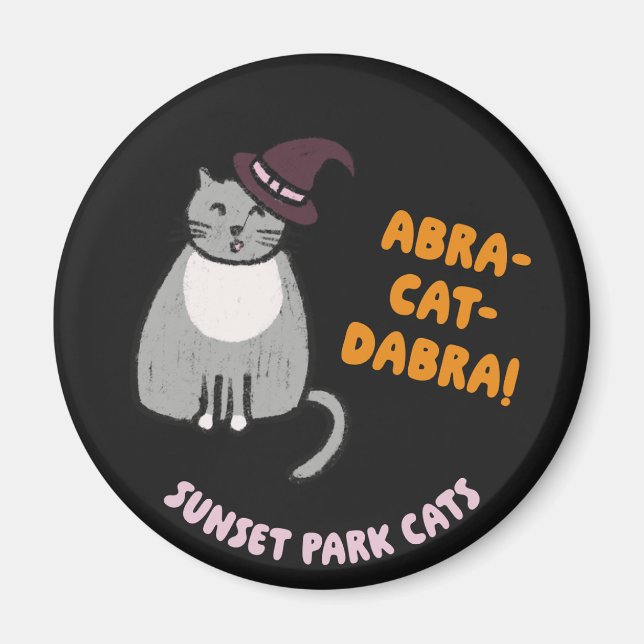 Sunset Park Katter Halloween Magnet Häxa Aska  (Framsidan)