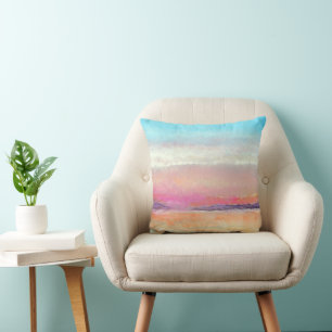 Sunset Pastel Beach Art Kudde