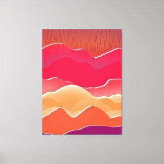 Sunset Peaks Modern Papper Collage Art Canvastryck