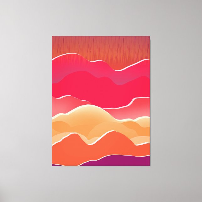 Sunset Peaks Modern Papper Collage Art Canvastryck (Framsida)